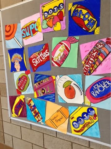 Art at Becker Middle School: Pop Art! Candy Paintings Pop Art Candy, Highschool Art, Intermediate Art, Sweets Art, Art Docent, Classe D'art, 7th Grade Art, Nail Art Halloween, 8th Grade Art