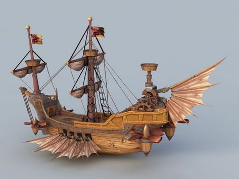 Steampunk Boat, Airship Pirate, Ghost Ship Art, Kids Boat, Pirate Ship Model, Steampunk Airship, Steampunk Pirate, Steampunk House, Diy Boat