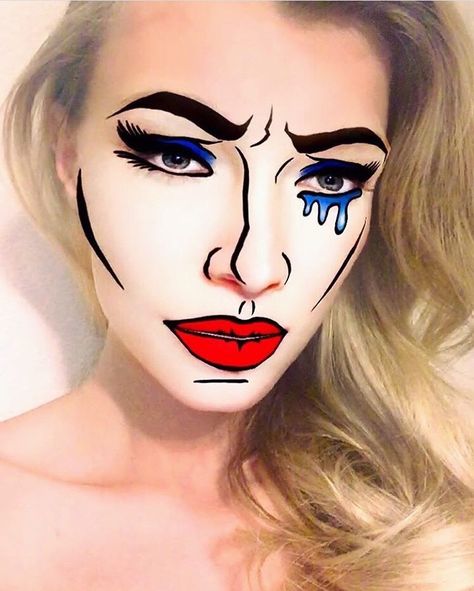 Make Up Torte, Pop Art Makeup Tutorial, Comic Makeup, Comic Book Makeup, Cartoon Makeup, Pop Art Makeup, Halloweenský Makeup, Diy Halloween Costumes For Women, Diy Costumes Women