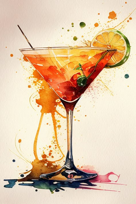 Raise a glass to the good life with our colorful cocktail illustration. 🍹 Whether you're celebrating a special occasion or simply savoring the moment, make it a cocktail hour to remember. #CheersToThat 🥂

Craving a fun and unique art piece to brighten up your space? Look no further than our Etsy shop! Click the link in our bio to browse our collection of watercolor illustrations, including this cocktail glass with a splash of lime. 🎨 #ShopEtsy #CocktailHour Glass Of Cocktail, Wine Splash Art, Cocktail Sketch Art, Painting Of Wine Glass Canvas, Watercolor Splash Art, Paintings Of Cocktails, Splash Art Paint, Celebration Art Gcse, Watercolor Cocktail Art