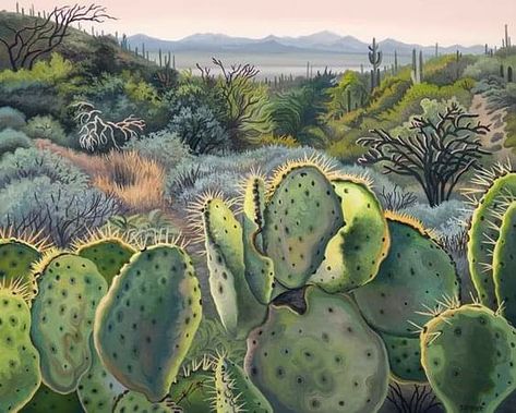 Phyllis Schafer, Phyllis Shafer, Cactus Art, Colorful Abstract Art, Prickly Pear, Fashion Painting, Gallery Photo, In The Desert, Botanical Art