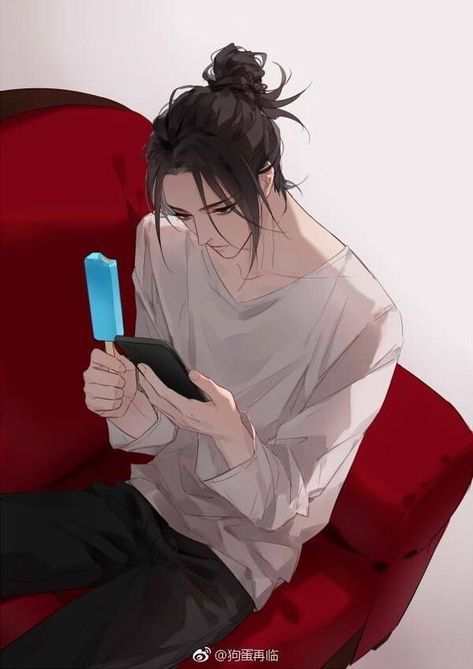 Anime Ponytail, Anime Boy Long Hair, Anime Hairstyles Male, Anime Korea, Anime Head, Boy Tattoos, Man Bun, Anime Hair, Guy Drawing