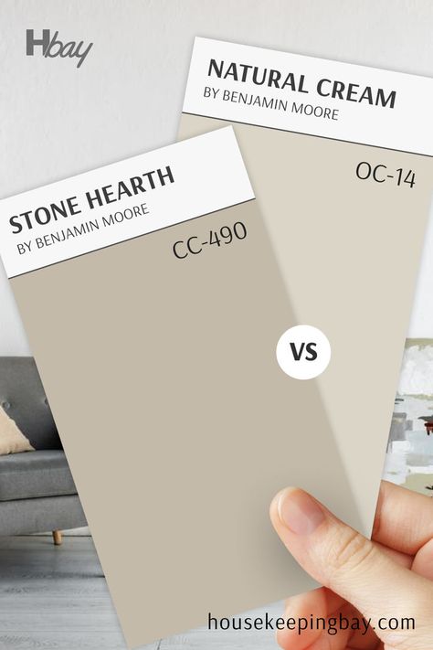 Natural Cream OC-14 vs Stone Hearth 984 Bm Natural Cream Exterior, Stone Hearth Benjamin Moore Coordinating Colors, Benjamin Moore Stone Hearth Cabinets, Natural Cream Vs Swiss Coffee, Natural Cream Vs Creamy White, Natural Cream Vs Pale Oak, Stone Hearth Cabinets, Stone Hearth Benjamin Moore, Benjamin Moore Natural Cream