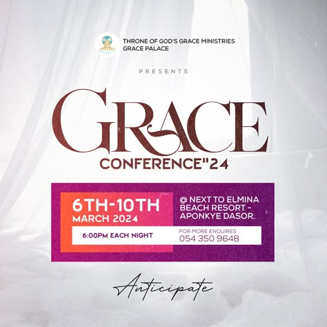 Grace conference 2024 flyer designed by Oppomence graphics, contact us on 0247369275 Conference Flyer Design Ideas, Church Graphics Design, Anticipate Flyer Design, Church Fliers Design, Church Flyer Design Ideas, Creative Church Flyer Designs, Church Conference Flyer Design, Church Flyer Design Background, Church Design Flyer