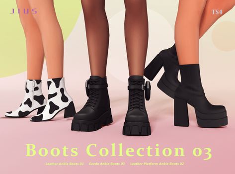 *Download* Boots Collection 03 | Jius-sims on Patreon Sims 4 Mm Shoes, Sims4 Cc Boots, Sims 4 Maxis Match Shoes, Jius Sims, Cc Sims4, Cc Shoes, Sims 4 Cc Shoes, Pelo Sims, Sims 4 Mm Cc