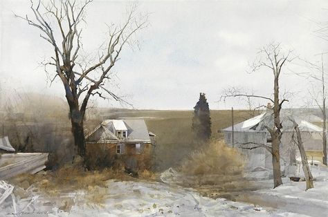 Dean Mitchell-Misty Winter Dean Mitchell, St Louis Art Museum, St Louis Art, Watercolor Architecture, 수채화 그림, Watercolor Artists, Museum Of Contemporary Art, Watercolor Inspiration, House 2