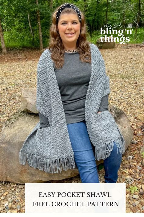 Wearable Blanket Crochet Pattern, Easy Pocket Shawl Crochet Free Pattern, Free Crochet Pattern Pocket Shawl, Knit Pocket Shawl Pattern Free, Crocheted Shawl Patterns Free, Free Shawl Crochet Pattern Easy, Beginner Crochet Shawl Pattern Free, Crochet Wrap With Pockets Free Pattern, Prayer Shawl Patterns Free