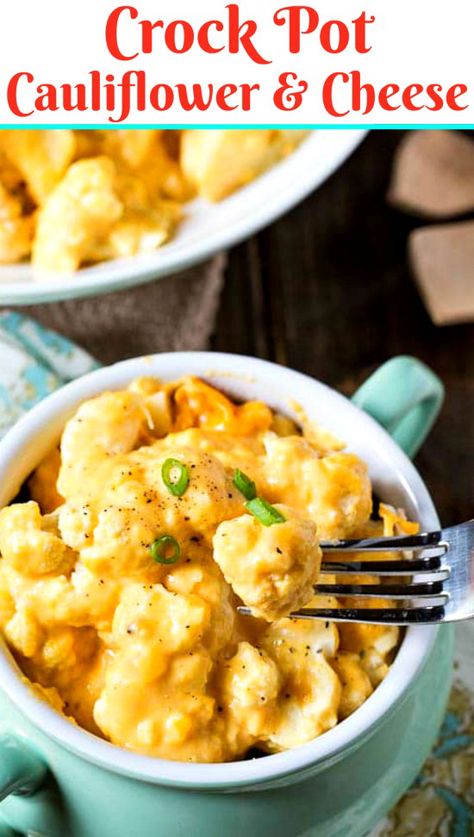 Crock Pot Cauliflower and Cheese-Tender and cheesy cauliflower is a cinch to make in a crock pot. Crock Pot Cauliflower Mac And Cheese, Califlower Casseroles Crockpot, Crockpot Cheesy Cauliflower, Slow Cooker Cheesy Cauliflower, Crockpot Cauliflower Casserole, Crockpot Cauliflower Recipes Slow Cooker, Cauliflower One Pot Recipes, Slow Cooker Cauliflower Cheese, Crock Pot Cauliflower Recipes