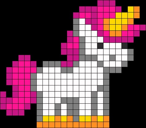 Starbound Unicorn Toy Perler Bead Pattern / Bead Sprite Pony Bead Unicorn, Unicorn Knitting Chart, Unicorn Perler Beads, Bead Unicorn, Knit Chart, Unicorn Knitting Pattern, Unicorn Template, Perler Bead Designs, Pixel Art Minecraft