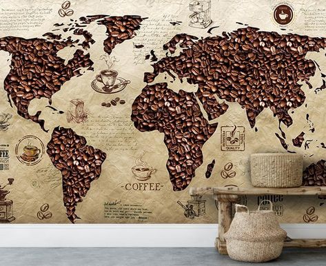 Cafe Wall Mural, Wallpaper For Cafe, European Wallpaper, Wall Mural Design, High Quality Wallpaper, World Map Wallpaper, Custom Wall Murals, Map Wallpaper, Wall Decor Decals