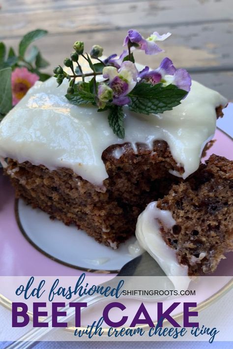 This Old fashioned beet cake recipe is made with a beet puree and has all the goodness of a carrot cake with cream cheese icing.  A must add to your fall baking list. #beets #cake #recipe #creamcheese #icing #frosting Beet Cake Recipe, Beet Puree, Beet Cake, Cake With Cream Cheese Icing, Homestead Recipes, Baking List, Carrot Cake With Cream Cheese, Baking Treats, Cakes To Make