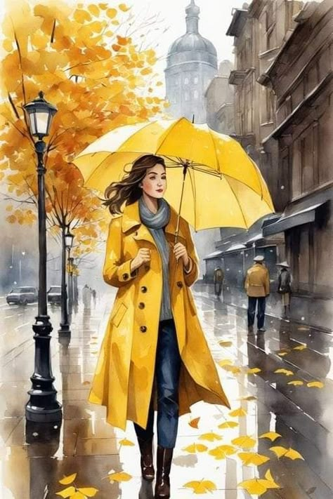 Color Meaning Personality, Umbrella Drawing, Susan Wheeler, Umbrella Painting, I Love Rain, Walking In The Rain, Art Painting Gallery, Female Art Painting, Watercolor Paintings Tutorials