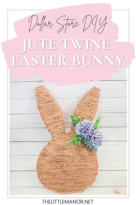 Dollar Store DIY – Jute Twine Easter Bunny Easter Crafts Dollar Store, Easter Bunny Decor, Twine Diy, Easter Decorating, Easter Craft Decorations, Hippity Hoppity, Craft Decorations, Spring Fun, Diy Dollar Tree Decor