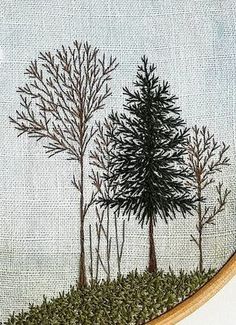 Hand Embroidery Tree Designs, Tree Embroidery Pattern, Embroidery Trees, Embroidered Trees, Embroidery Tree, Bordados Tambour, Tree Embroidery, Halloween Embroidery Designs, Halloween Embroidery