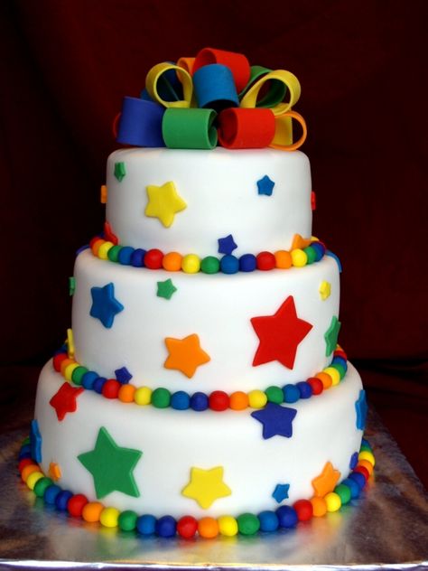 Rainbow Stars Rainbow Brite Party, Star Sprinkles, Gateaux Cake, Sprinkle Cake, Childrens Birthday Cakes, Rainbow Brite, Rainbow Cake, Fondant Cakes, Creative Cakes