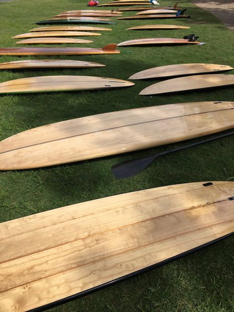 Over a dozen timber wooden surfboards created at Bywater Design, laying on green grass with dabbled sunlight. Photo was taken at a Demo Board event at Moffat Beach Queensland Magical Autumn, Wooden Surfboard, Positive Mental Health, Woodworking Techniques, Wooden Board, Clear Water, Brisbane, Surfboard, Sunny Days