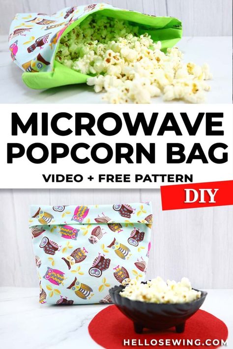 Diy Microwave Popcorn, Microwave Popcorn Bag, Popcorn Bag, Holiday Hand Towels, Potato Bag, Popcorn Bags, Microwave Popcorn, Sac Lunch, Beginner Sewing Projects Easy