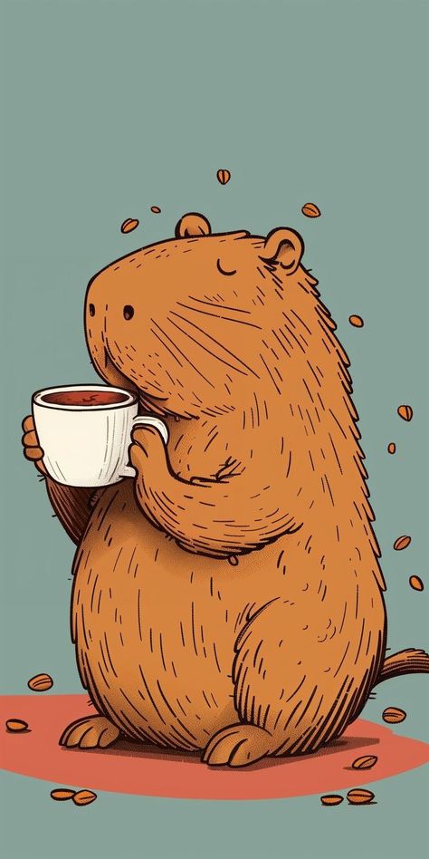 💕 Capybara Iphone Wallpapers, Capybara Wallpaper Iphone, Cute Coffee Wallpaper, Coffee Time Wallpaper, Capybara Wallpaper, Coffee Wallpaper Iphone, Quirky Wallpaper, Coffee Background, Time Wallpaper