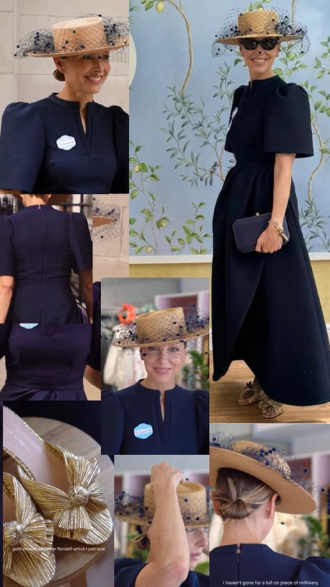 Navy dress from suzannah London, long midi maxi dress, wedding guest, dinner, event, elegant, classy #fashion #fyp #dress #outfit inspo, #hat, veil, net, hairstyle, make up, chic outfit, old money aesthetic, gold heels, loeffler randall heels, sandals, flats, Old Money Wedding Guest, Net Hairstyle, Old Money Dinner Outfit, Suzannah London, Old Money Wedding, Hat Veil, Money Wedding, Money Dress, Outfit Old Money