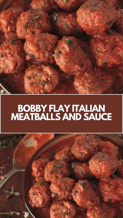 Bobby Flay’s Italian Meatballs and Sauce is made with ground beef, ground pork, ground veal, eggs, Parmesan cheese, garlic, Italian breadcrumbs, parsley, and olive oil. This delicious Italian meatballs recipe creates a hearty dinner that takes about 1 hour and 15 minutes to prepare and can serve up to 6 people. What Can I Make With Meatballs, Italian Meatball Sauce, Italian Meatballs And Sauce, Beef Balls Recipe, Bobby Flay Meatballs, Italian Meatball Recipes, Pork And Beef Meatballs, Ground Pork Meatballs, Ground Veal