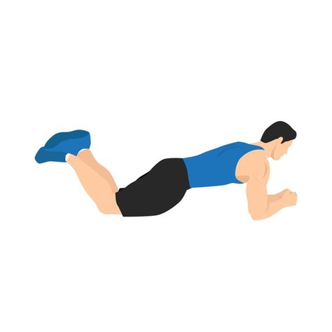 Knee plank exercise. Flat vector illustration isolated on white background. Layered vector. Workout character Knee Plank, Plank Exercise, Flat Vector Illustration, Plank Workout, Flat Vector, The Knee, Vector Art, White Background, Vector Free