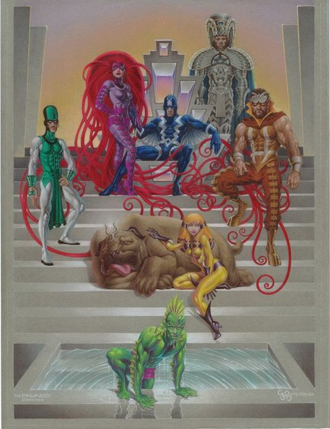 Inhumans Family portrait Comic Art Marvel Iceman, The Inhumans Marvel, Iceman Marvel Comics, Medusa Marvel, Marvel Cosmic Beings, Medusa Inhumans, Black Bolt Marvel, Women Of Marvel, Marvel Inhumans