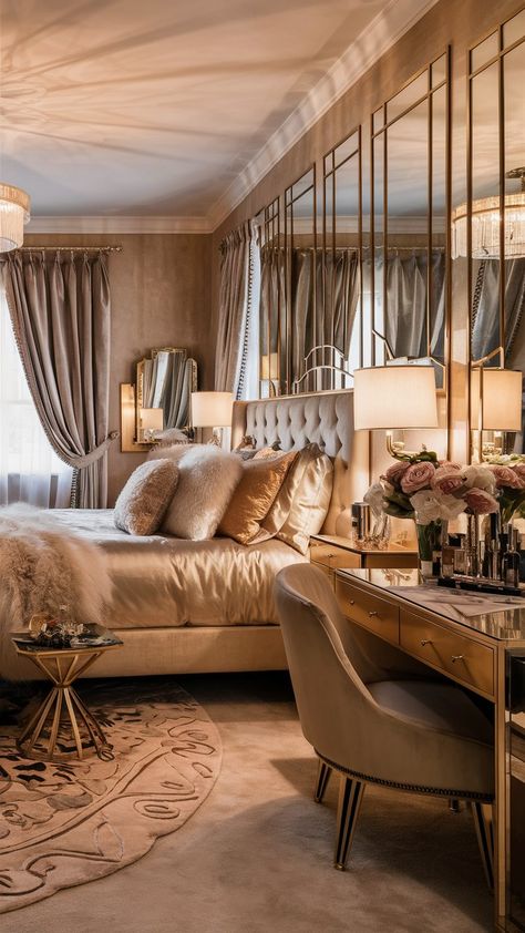 Discover how to design a luxe and chic space with these glam bedroom decor ideas. Perfect for adding a touch of sophistication to your room. China Style Interior, Master Bedrooms Decor Romantic, Modular Bedroom, Cozy Glam, Bedrooms For Couples, Men's Bedroom, Cozy Baby Room, Glam Bedroom Decor, Luxury Room Bedroom