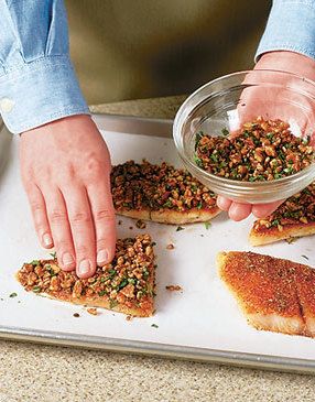 Pecan-Crusted Red Snapper with Rémoulade Recipe Pecan Crusted Snapper, Smoked Red Snapper Recipes, Pecan Crusted Red Snapper, Yellow Tail Snapper Recipe, Red Snapper Recipes Baked Ovens, Red Fish Recipes, Red Snapper Recipes Baked, Snapper Recipes Baked, Pescatarian Recipes Healthy