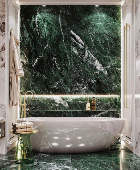 Green Marble Bathroom, Modern Chinese Interior, Marble Bathroom Designs, Scandinavian House, Green Tile Bathroom, Luxe Bathroom, Bathroom Oasis, Bathroom Inspiration Modern, Covet House