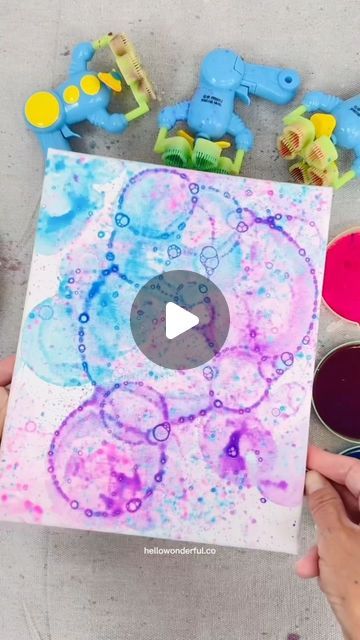 Paint With Bubble Wrap, Bubble Painting On Canvas, Bubble Painting For Kids, Bubble Art For Kids, Painting Ideas For Teens, Toddler Painting Ideas, Painting Bubbles, Kids Painting Activities, Bubbles Painting