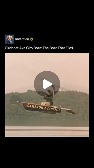 Invention on Instagram: "The Giroboat was the brainchild of John Hofstetter, a young UK-based American inventor, and daredevil with seemingly little consideration towards personal safety.

The “boat” part of the Giroboat was a wooden dingy with three outriggers for extra stability in case of a rougher landing, two on each side and another at the stern. On top of the boat were helicopter blades that lifted it out of the water when the towing speedboat achieved a certain speed and maintained it. The principle was the same as with an autogiro aircraft, but without an engine, since the Giroboat relied on the towing speedboat’s engine for that.

Hofstetter went public with his invention in 1960 and showed it off for the televised demo in 1961 on a lake in Glasgow, Scotland. He’d built at least Wooden Speed Boats, Personal Safety, Glasgow Scotland, Speed Boats, Boat Parts, The Boat, Glasgow, Helicopter, Boats