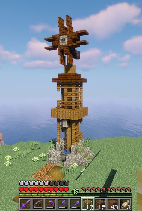 Apocalypse House, Medieval Farm, Aesthetic Minecraft Builds, Small Windmill, Minecraft Steampunk, Minecraft Farm, All Minecraft, Minecraft Castle, Minecraft Medieval