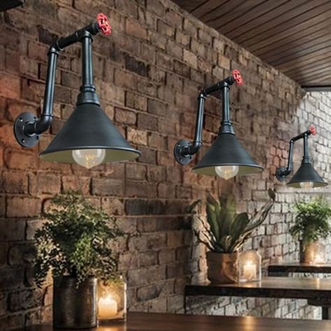 Pipe Lighting Ceiling, Restaurant Wall Lights, Pipe Lights, Pipe Wall Lamp, Pipe Shelving, Rustic Wall Lighting, Industrial Wall Lamp, Kitchen Lights, Bronze Lamp