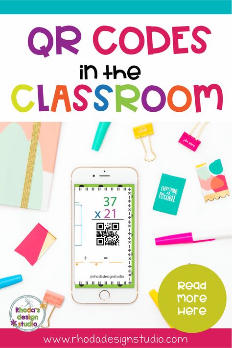 QR Codes in the classroom are great for math, reading, science, and other activities. These 5 ways to use QR Codes in the classroom help teachers save time and help with classroom management.  via @rhodastudio Create Qr Codes, Qr Codes In The Classroom, Teacher Created Materials, Decomposing Numbers, Teaching Third Grade, Algebraic Thinking, Number Bonds, Math Intervention, Teaching Technology