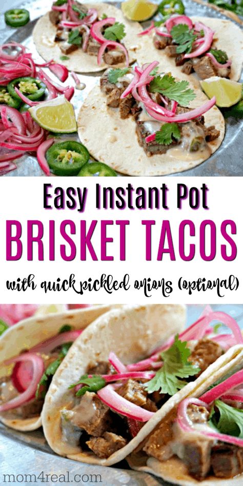 Instapot Brisket Tacos, Brisket Tacos Instant Pot, Instant Pot Tacos, Bbq Brisket Sandwich, Brisket Tacos Recipe, Instant Pot Brisket, How To Cook Brisket, Family Favorite Recipes, Brisket Tacos