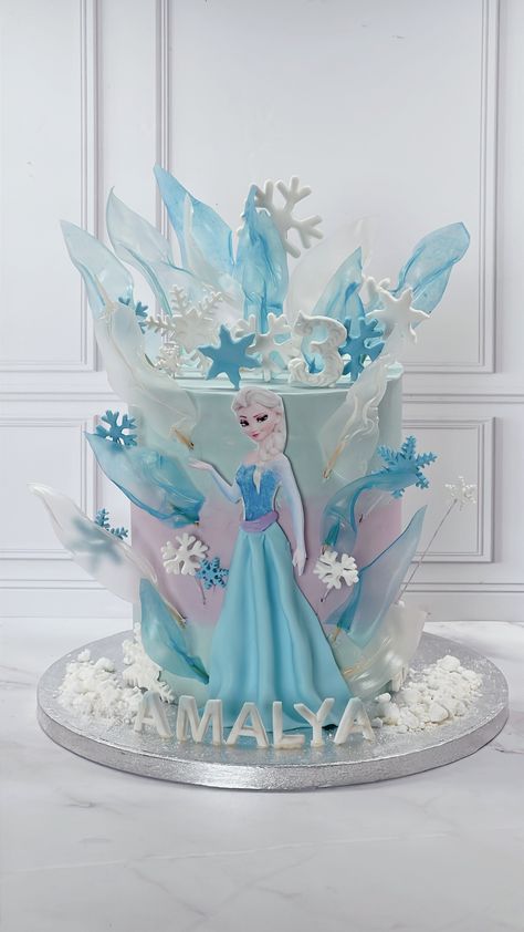 Elsa cake Birthday Cake Elsa Frozen, Elsa And Anna Cake, Cake Elsa, Elsa And Anna Cake Design, Elsa Pasta, Elsa Photo Print Cake, Anna Birthday Cake, Elsa Torte, Two Tier Elsa Cake