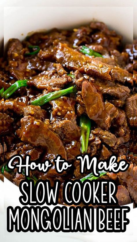 This slow cooker Mongolian beef is flank steak cooked with garlic, ginger, brown sugar and soy sauce. Beef Chunks Slow Cooker Recipes, Best Beef Slow Cooker Recipes, Beef Loin Flank Steak Recipes, Ginger Beef Crockpot Recipes, Beef Stir Fry Recipes Easy Crock Pot, Beef Loin Steak Recipes, Crockpot Recipes Flank Steak, Sirloin Steak Slow Cooker Recipes, Beef Sirloin Recipes Easy