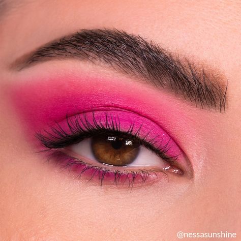 Fuchsia Eye Makeup, Fuchsia Eyeshadow, Pink Eye Shadow Looks, Pink Eye Looks, Hot Pink Eyeshadow Looks, Fuchsia Makeup, Hot Pink Eyeshadow, Chessie Cat, Pink Glitter Makeup