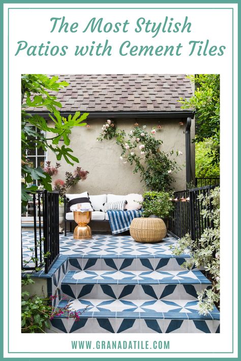 Interior designers highlight patios and outdoor areas with the use of custom cement tiles. Creative design works with function to result in beautiful spaces. Encaustic Tiles Outdoor, Porch Wall Tiles, Bath Tile, Porch Tile, Exterior Tiles, Exterior Wall Tiles, Wall Tiles Design, Porch Wall, Patio Tiles