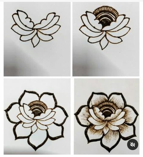 Types Of Flowers In Mehendi, Mehandi Page Names For Instagram, Henna Artist Logo, Step By Step Mehndi Designs, Henna Basic, Mehndi Tutorial, Henna Practice, Beautiful Simple Mehndi Design, Henna Flower Designs