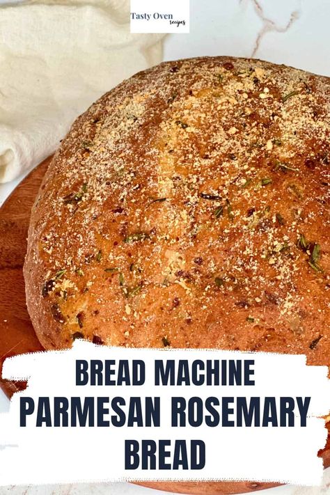 This bread machine recipe makes a tender, fluffy and flavorful Rosemary Parmesan Bread loaf that's great as a dinner side, snack or morning toast. It doesn't go light on the cheesy parmesan or herb flavor! Bread Machine Dinner Bread, Rosemary Bread Recipe Breadmaker, Bread Machine Parmesan Bread, Rosemary Bread Bread Machine, Bread Machine Garlic Herb Bread, Bread Machine Recipes Rosemary Garlic, Italian Herb Bread Machine Recipes, Bread Machine Rosemary Bread, Garlic Parmesan Bread Machine