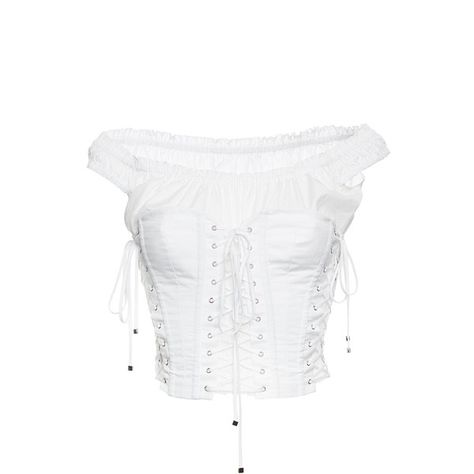 Dolce & Gabbana Cotton Poplin Off-the-Shoulder Corset Top (2,085 SGD) ❤ liked on Polyvore featuring tops, cloths, crop, white, white crop top, crop corset, off the shoulder tops, off shoulder tops and shirred top White Off Shoulder Top, Cotton Poplin Top, White Corset Top, Tøp Aesthetic, Top Corset, Corset Shirt, Corset Style Tops, White Corset, Poplin Top