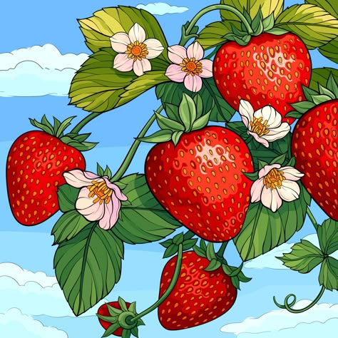 Strawberry Art, Art Decor Diy, Fruit Painting, Black Artwork, Marker Drawing, Beautiful Landscape Wallpaper, Pencil Art Drawings, Animal Sketches, Fruit Art