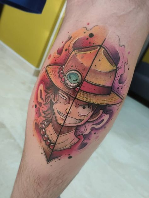 Luffy And Ace Tattoo Design, Monkey D Luffy Tattoo, Portgas D Ace Tattoo, Ace Tattoo One Piece, Ace Tattoo, Ace One Piece, Piece Tattoo, One Piece Tattoos, Awesome Tattoo