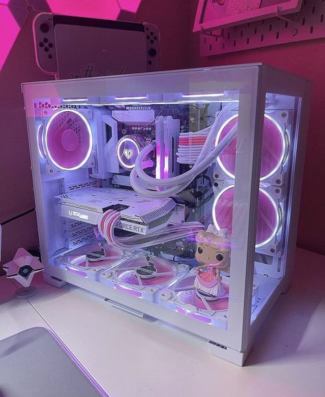 Pretty Pc Build, Kawaii Pc Build, Girly Pc Build, Cute Pc Case, Pastel Pc Setup, Pink Pc Build, Pc Build Ideas, Kawaii Pc Setup, Aesthetic Pc Build