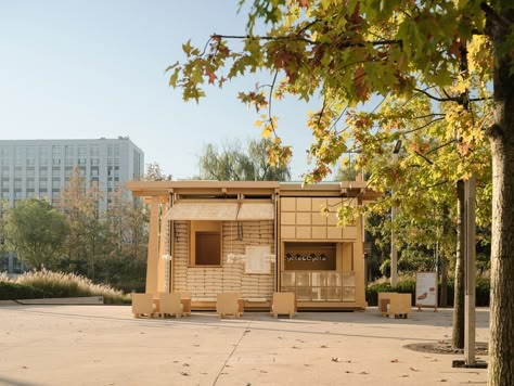 Waiting Shed, Matcha Bar, Pavilion Ideas, Mobile Architecture, Pop Up Cafe, Natural Architecture, Mobile Battery, Master Thesis, Public Architecture