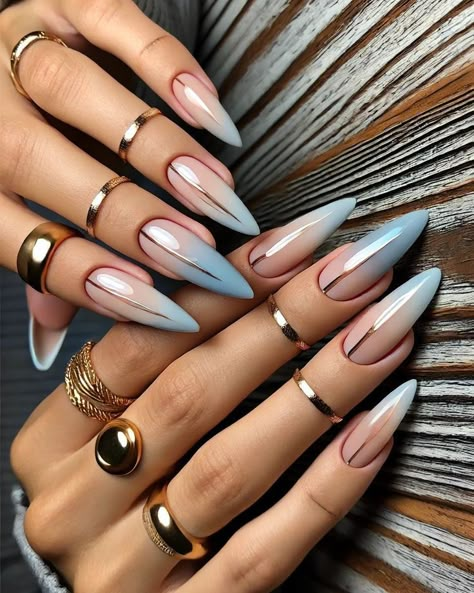 2024 Blue Nails, 2024 Nails Design, Two Color Nail Design, Classy Nails Design, Instagram Nails, French Tips, Elegant Nails, Luxury Nails, Fabulous Nails