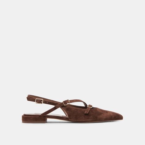 29 Expensive-Looking Shoes in Fall's Luxurious Brown Color Trend | Who What Wear Trendy Restaurant, Dinner Plans, Suede Fashion, Slingback Flats, Brown Flats, Suede Flats, Flat Color, Flats For Sale, Brown Shoe