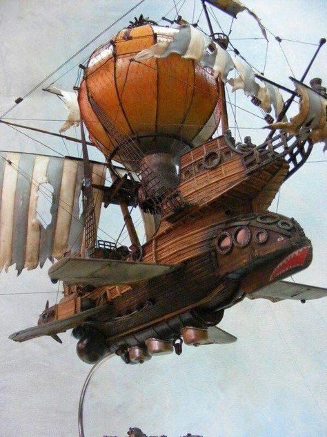 Pirate ship hot air balloon Steampunk Ship, Steampunk Glasses, Flying Ship, Steampunk Vehicle, Steampunk Airship, Steampunk Pirate, Futurisme Retro, Art Steampunk, Diesel Punk