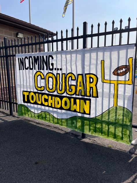 Homecoming Decor Ideas Football, Decades Pep Rally Signs, White Out Signs Football, Construction Theme Pep Rally, Leadership Ideas For High School, Blackout Football Game Theme Poster, High School Posters Spirit, Hoco Football Posters, Football Signs High School